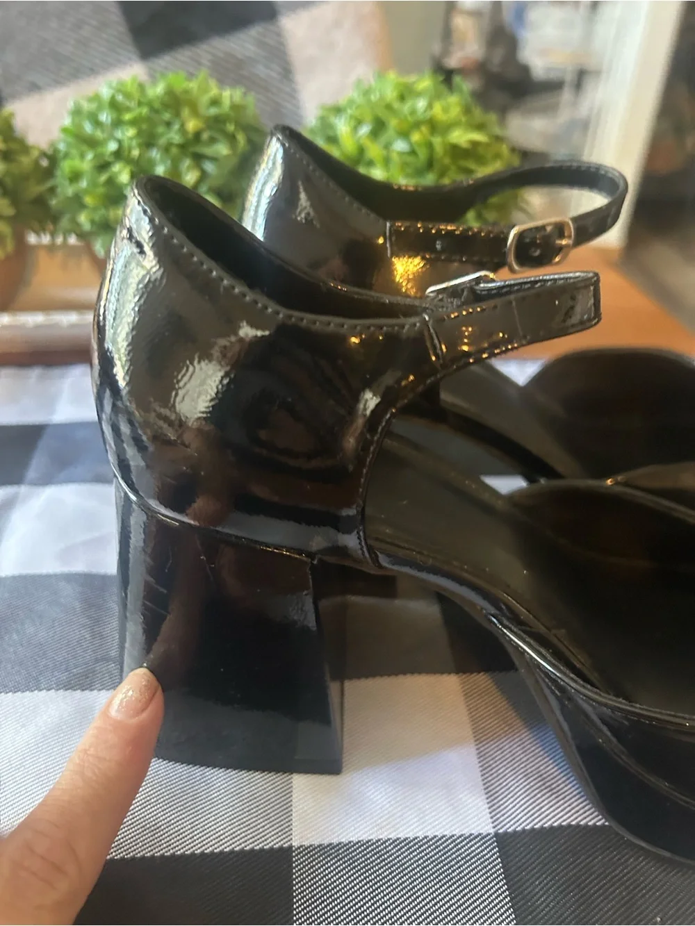Wild Fable Darcy Mary Jane black patent platform Chunky heels 7